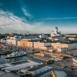 Canva Helsinki Finland. Top View Of Market Square Street With Presid